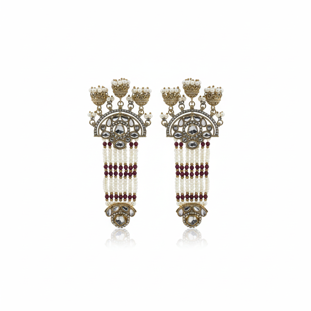 Sia Crown Tassel Earrings by Rasm