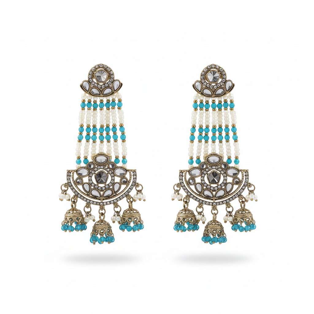 Urvi Crescent Tassel Earrings by Rasm