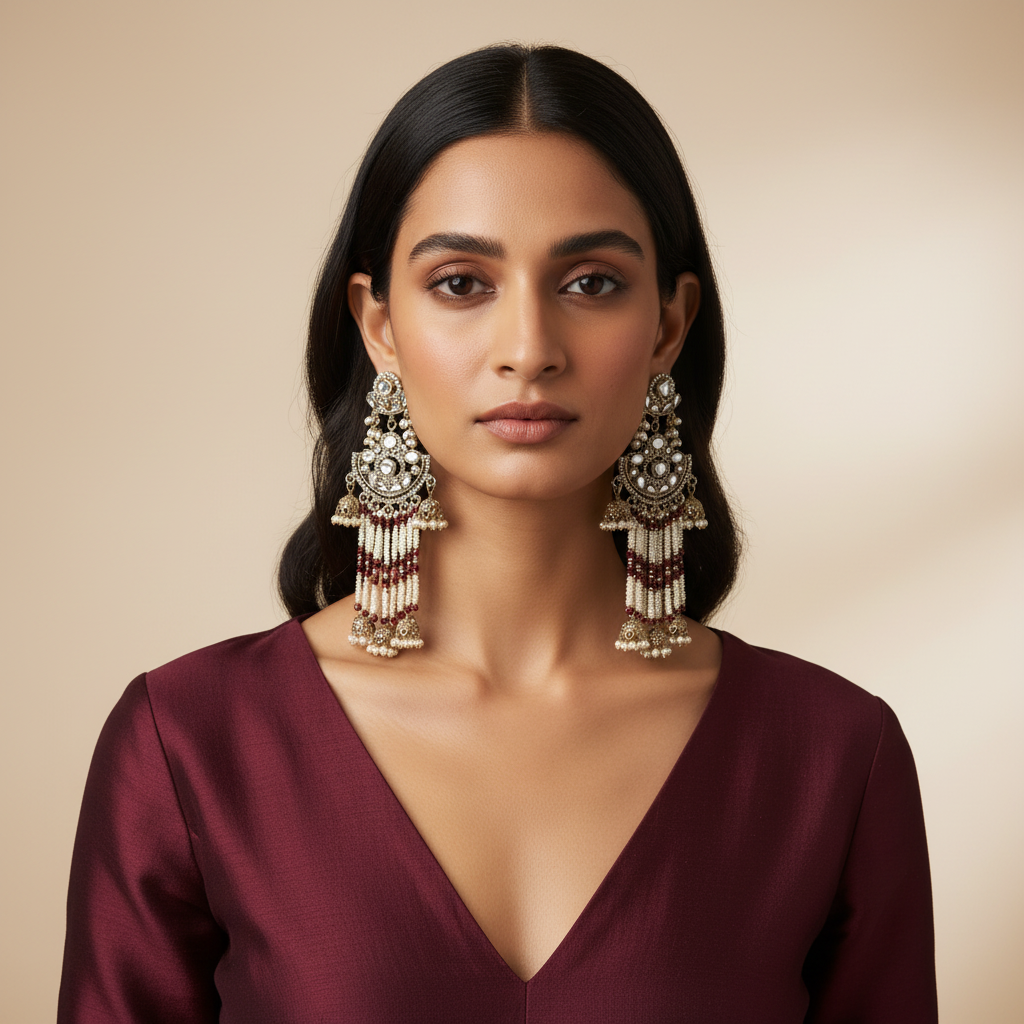 Sia Crown Tassel Earrings by Rasm