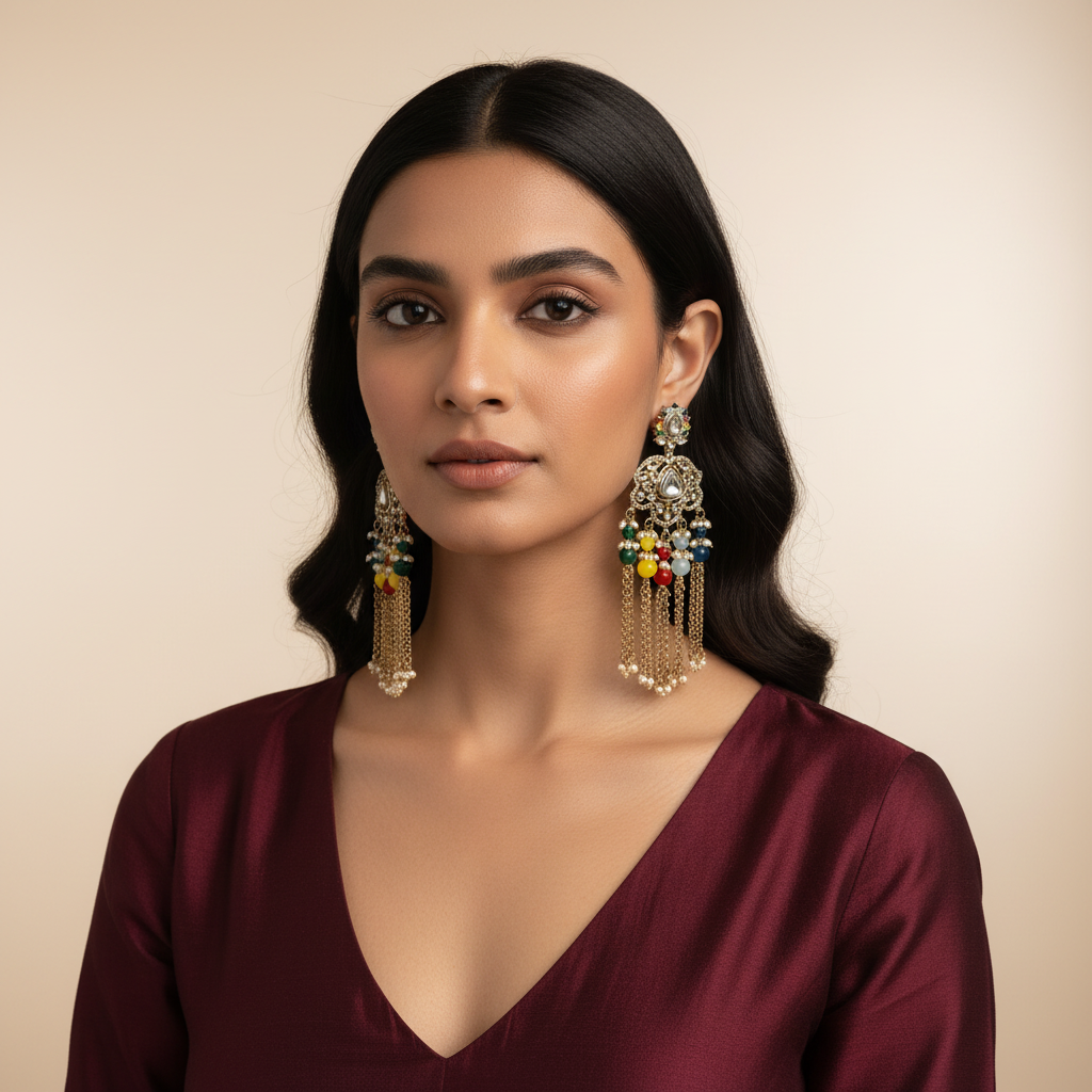 Inaaya Chain-Tassel Earrings by Rasm