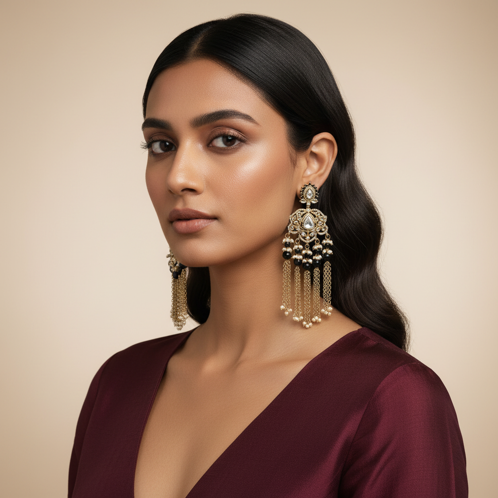Kaira Chain-Tassel Earrings by Rasm
