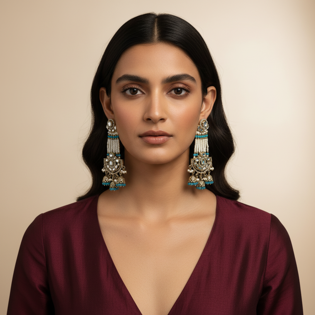 Urvi Crescent Tassel Earrings by Rasm