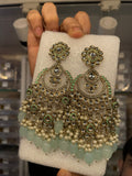 Filigree lattice chandbali with pearl fringe