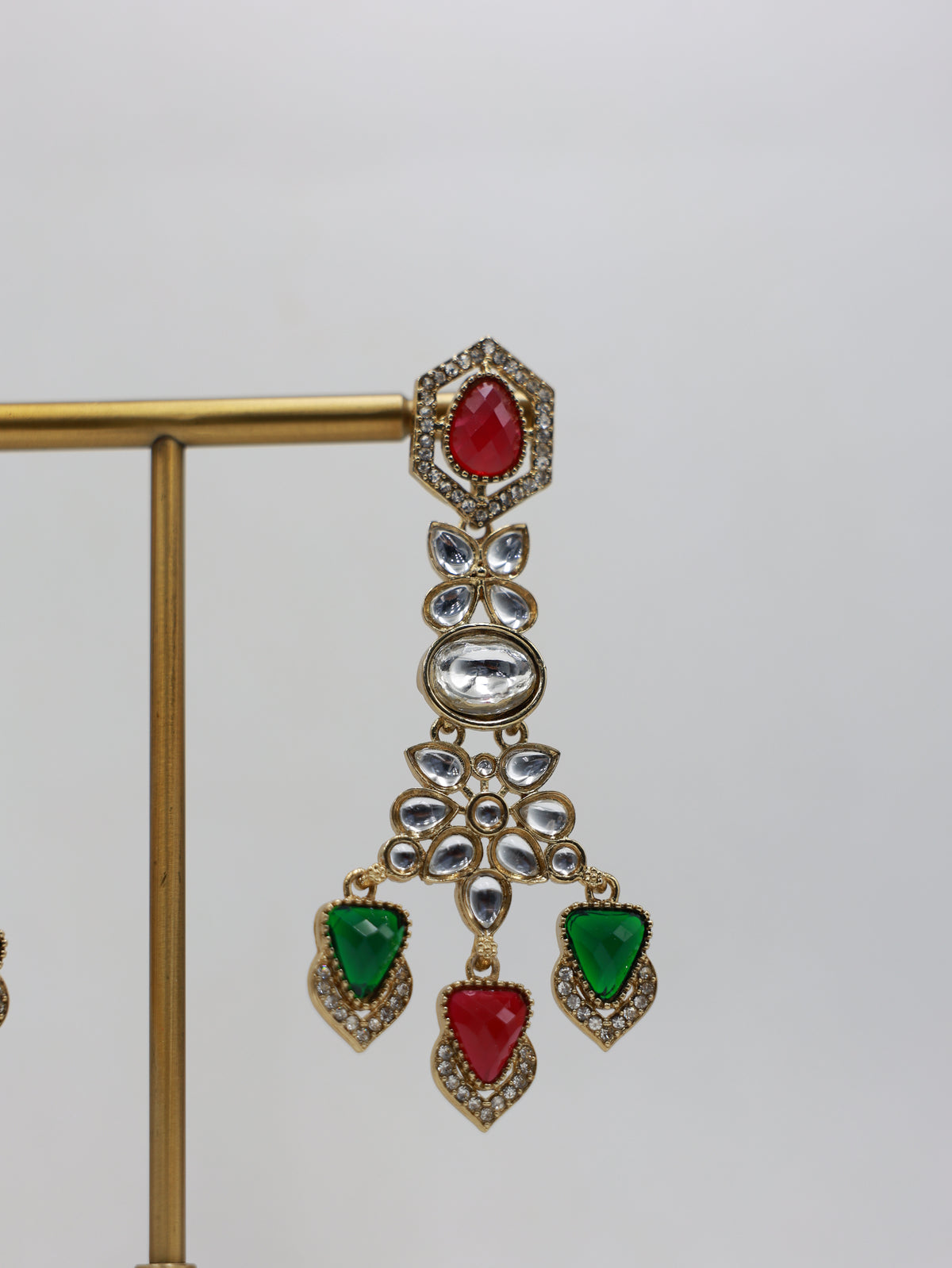 RSM-MEH-RGN | Meher Three-Drop Earrings, Red & Green | 816A1350.JPG