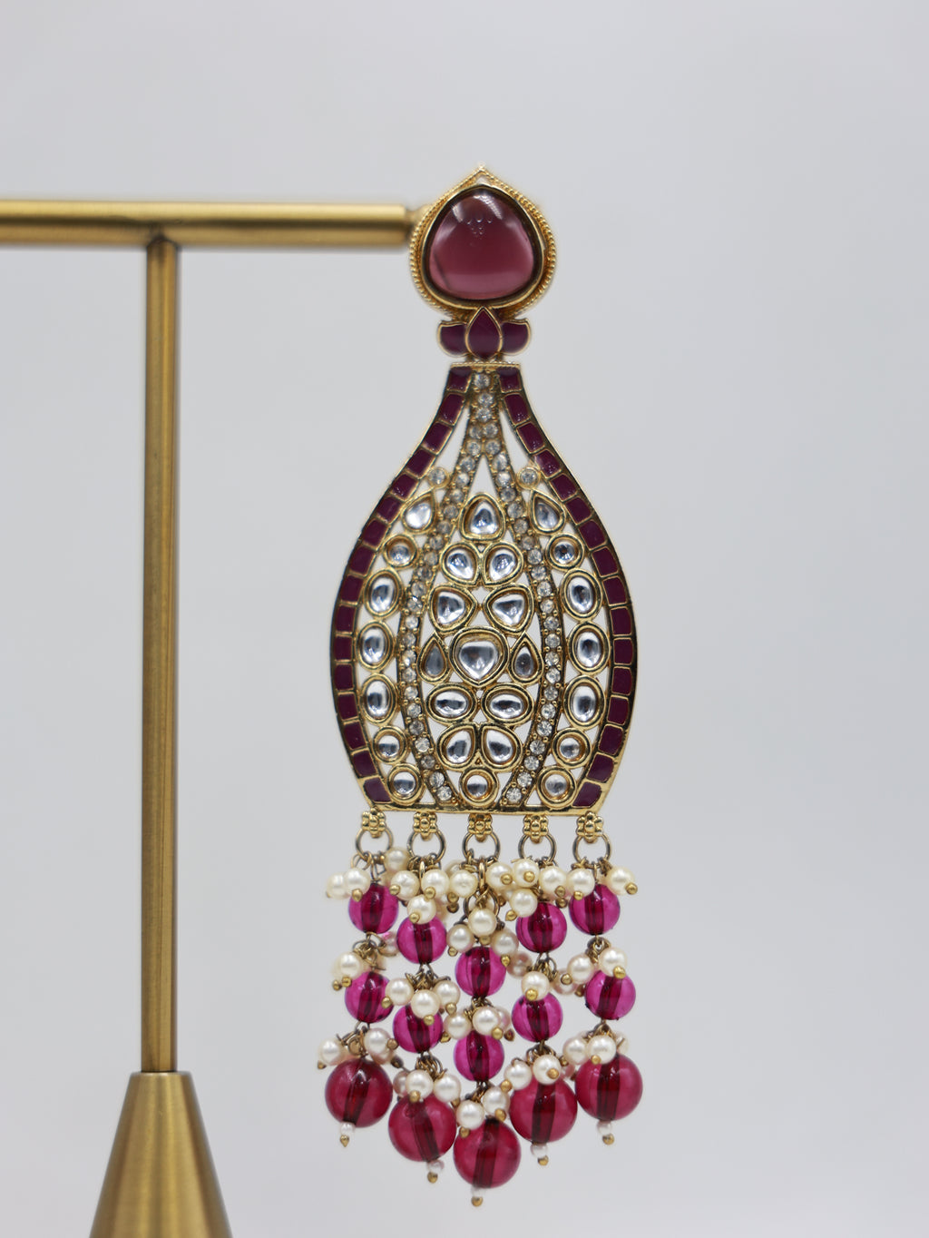 RSM-NOO-DMG | Noor Teardrop Fringe Earrings, Deep Magenta | 816A1290.JPG