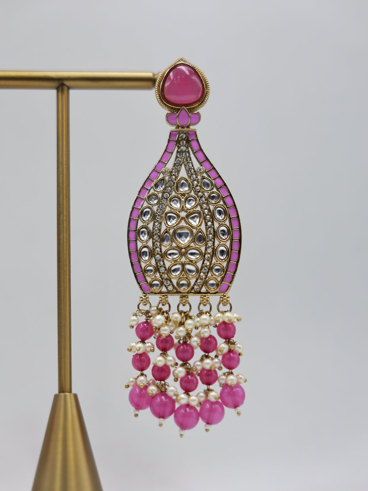 RSM-NOO-HPK | Noor Teardrop Fringe Earrings, Hot Pink | 816A1298.JPG