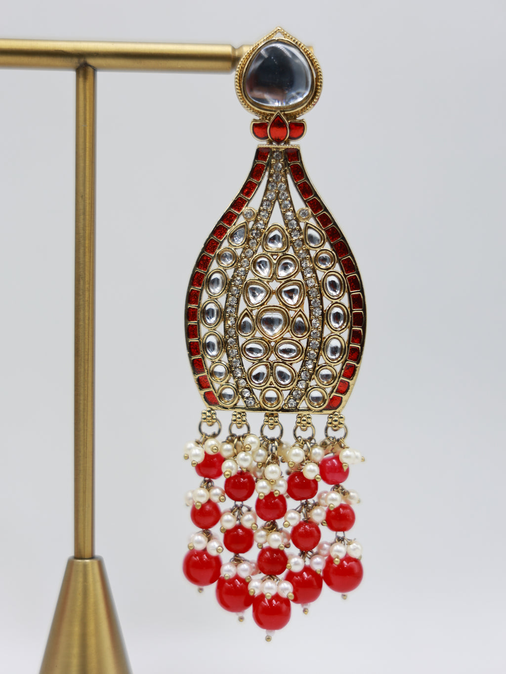RSM-NOO-RNV | Noor Teardrop Fringe Earrings, Red & Navy | 816A1283.JPG