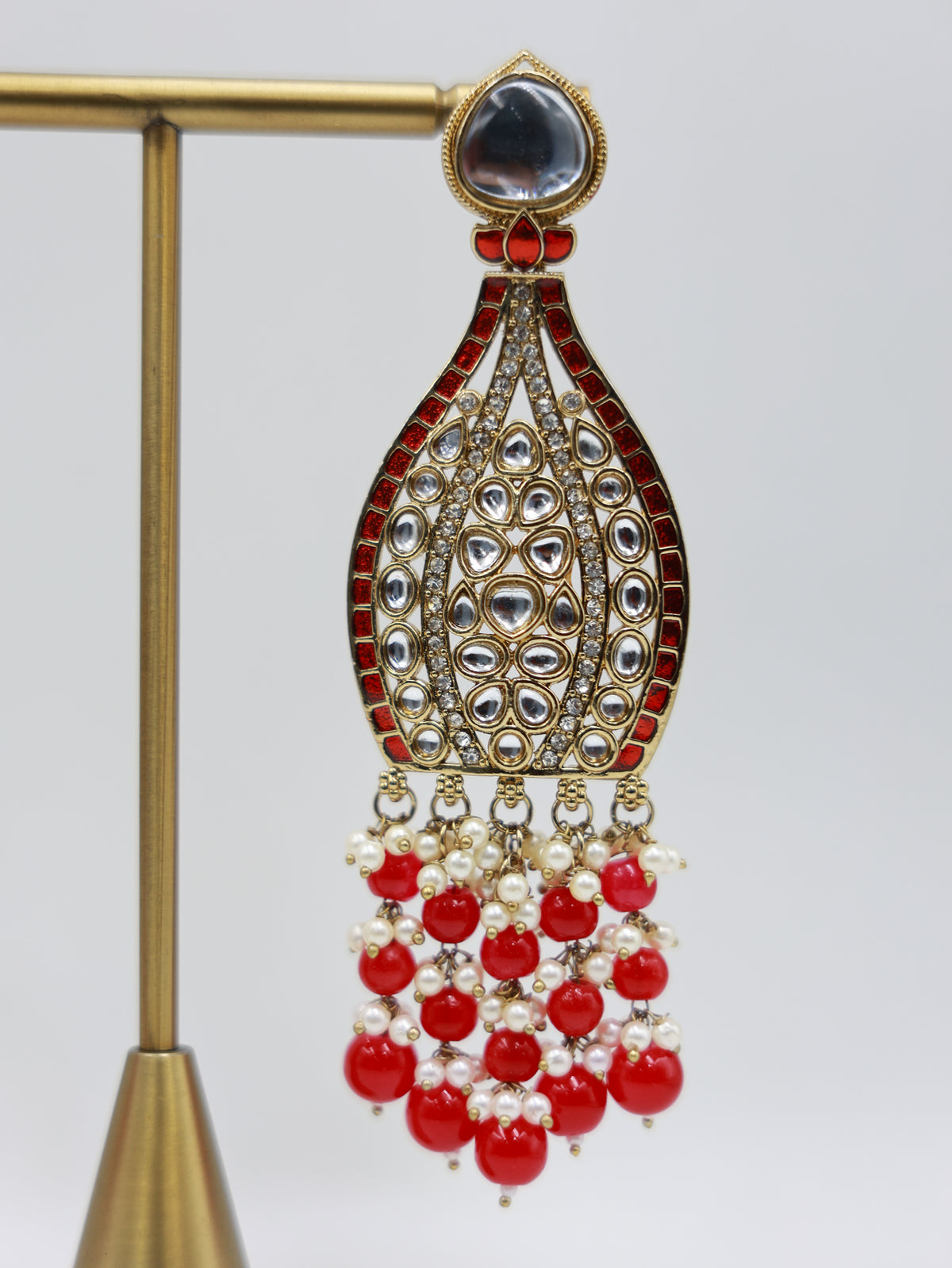RSM-NOO-RNV | Noor Teardrop Fringe Earrings, Red & Navy | 816A1283.JPG