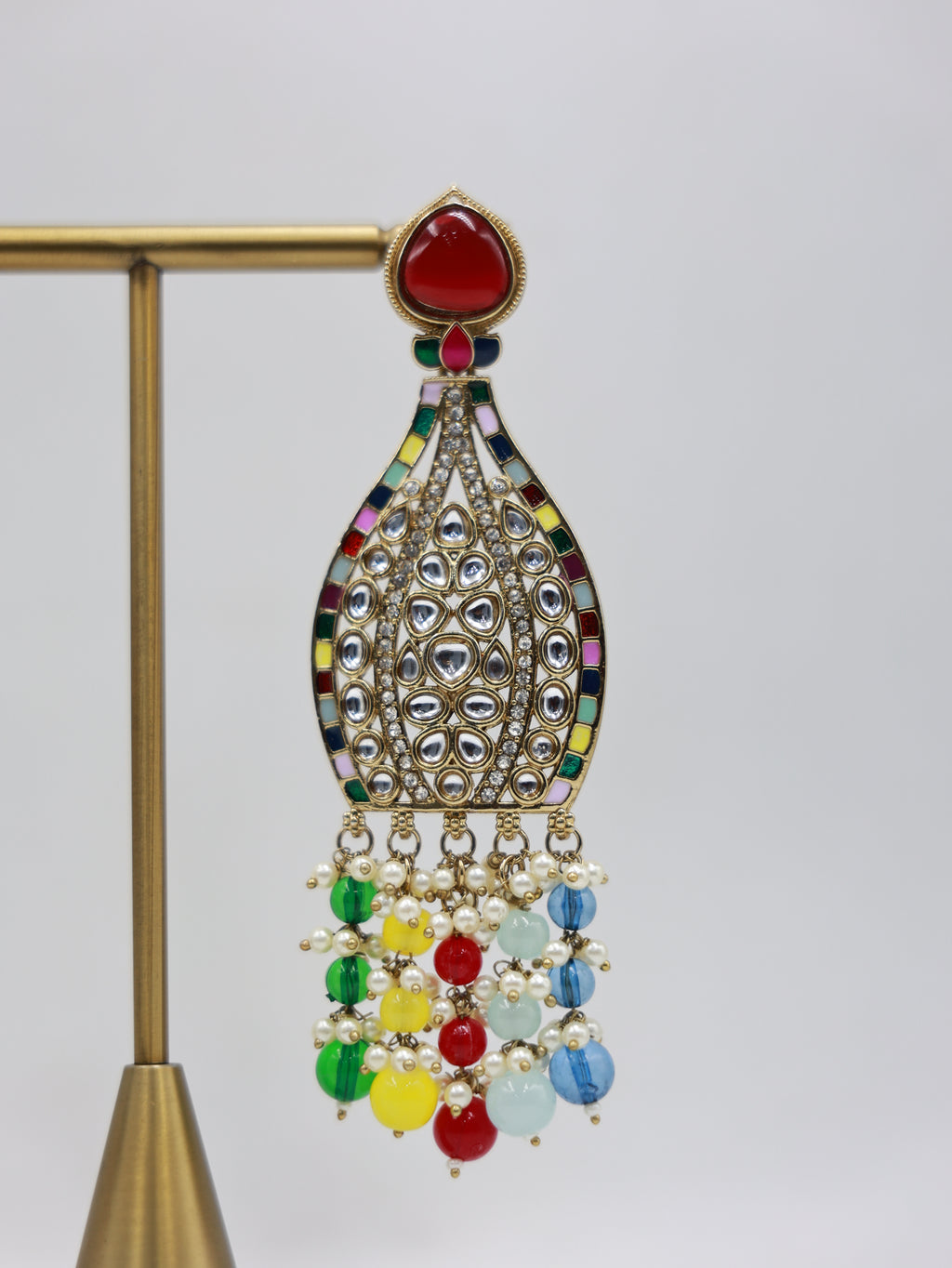 Detailed close-up: multicolour bridal earrings